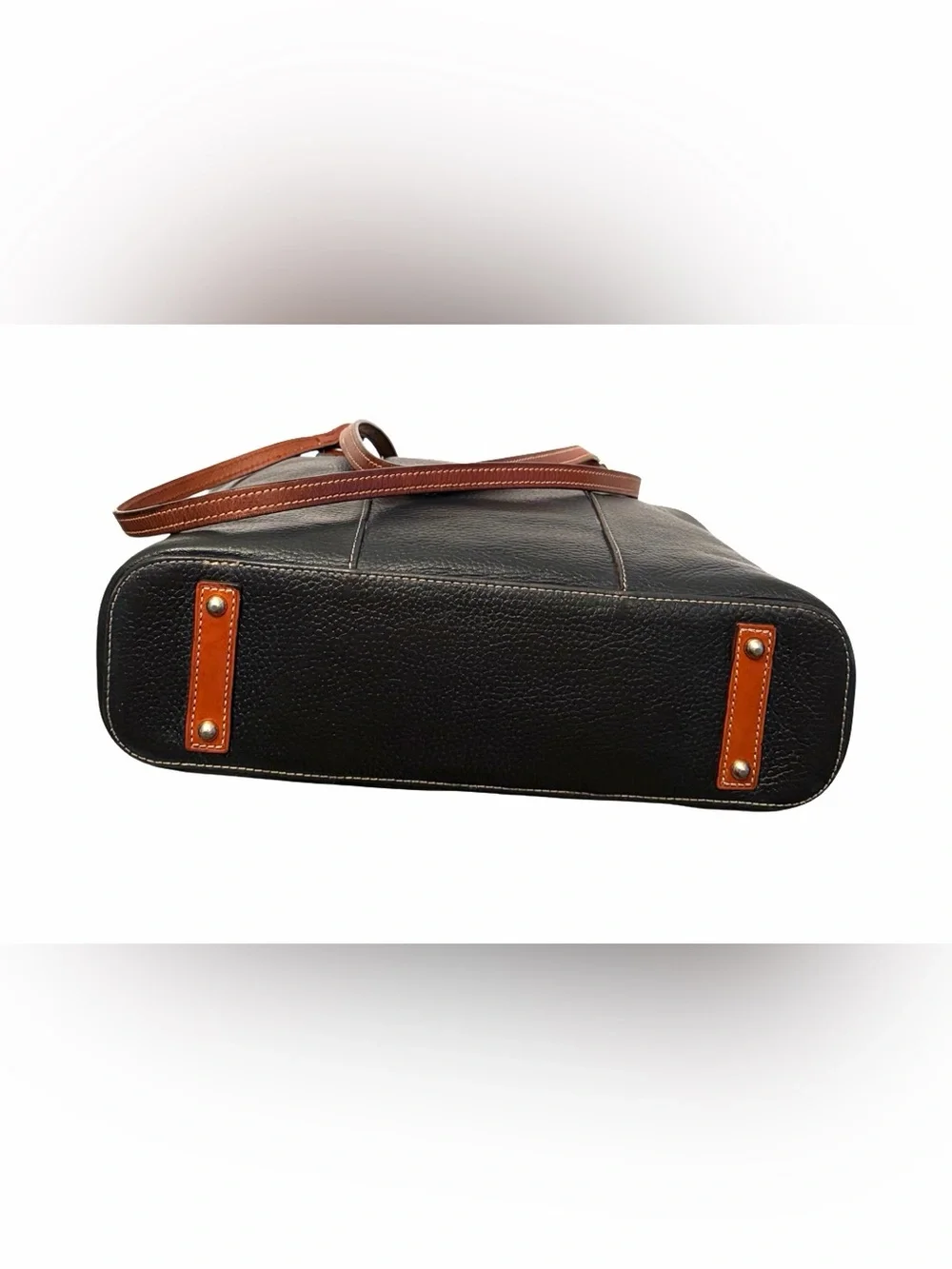 Dooney & Bourke Lexington 14" Shopper Dark Navy Tan Pebbled Leather Shoulder Bag - Picture 10 of 14